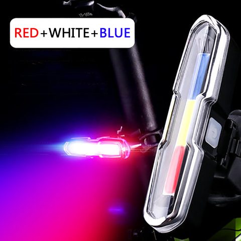 Luz Led trasera recargable por USB para bicicleta, luz de bicicleta con función de memoria, a prueba de agua, temperatura Dual, Color azul y rojo ► Foto 1/6