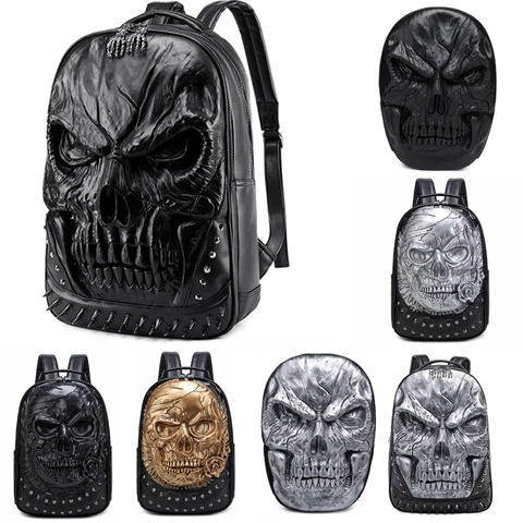 Mochila de lujo para hombre y mujer, morral escolar de gran capacidad para ordenador portátil, Mochila de calavera de Halloween, bolsos de viaje para hombre ► Foto 1/6