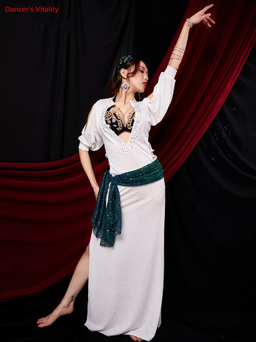 Túnica de baile del vientre de rendimiento para mujeres ropa de práctica de señora túnica vestido de danza del vientre traje danza Oriental Ropa de baile ► Foto 1/5