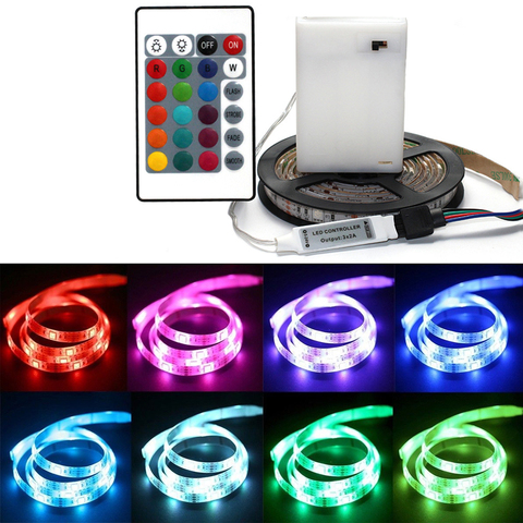 DC 5V 5050 RGB banda LED luz de la batería alimentado impermeable cinta estable tiras Led de interior al aire libre de la decoración de Control remoto ► Foto 1/6