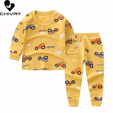 Conjunto de pijama para niños recién nacidos, camiseta de manga larga informal de dibujos animados con pantalones, ropa para dormir de otoño ► Foto 1/6