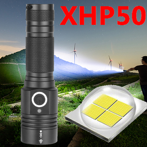 Xhp50-linterna led con carga usb, linterna con zoom elástico resistente a los golpes, recargable al 18650, con cola magnética fuerte Z90 + 1474 ► Foto 1/6