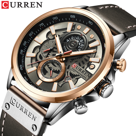 CURREN-reloj deportivo de lujo para hombre, cronógrafo de cuarzo, de cuero, Masculino ► Foto 1/6