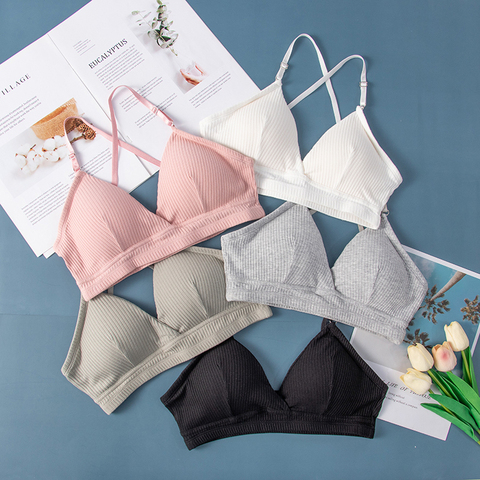 Sexy para mujer sujetador Bralette Lencería push up Sujetador de algodón flexible sujetador para mujer moda Ins bras señora Tops ropa interior Bralette caliente ► Foto 1/6
