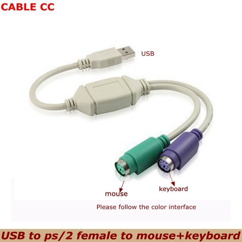 Dual PS2 PS/2 MINI DIN 6pin a USB 2,0 adaptador de convertidor de Cable para PC ratón y teclado de portátil ► Foto 1/6