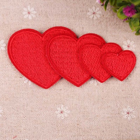 Uds adhesivo para ropa, chaqueta, apliques DIY, Mayitr rojo corazón de amor, coser, parches bordados, ropa, tejido de costura ► Foto 1/5