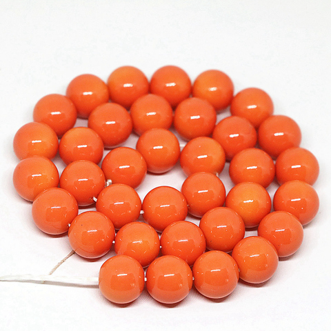 Cuentas redondas sueltas de cristal para pintura de hornear naranja para mujer, gran oferta de moda, 4,6,8,10,12,14mm, fabricación de joyas de 15 pulgadas, B1628 ► Foto 1/6