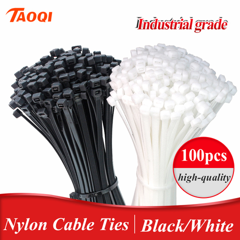 Auto-bloqueo de plástico de nylon 100 corbata Uds negro zip secreto correa de nylon cable tie set 3*100 anillo de sujeción 3X200 de envoltura de cable Zip ► Foto 1/5