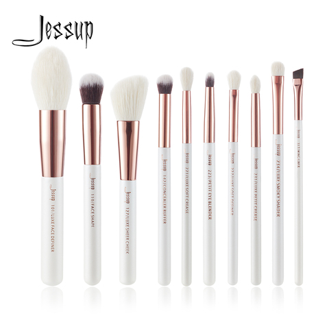 Jessup-brocha de maquillaje, delineador de polvo para base de maquillaje, 10 Uds., Perla blanca/oro rosa ► Foto 1/6