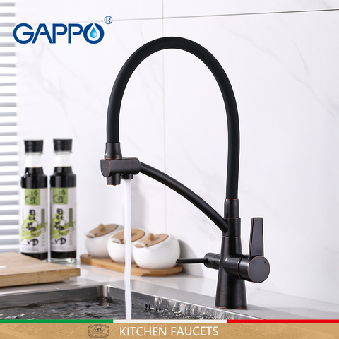 GAPPO grifos de cocina negro con agua de grifo de cocina grifo con filtro cocina grúa mezclador grifos torneira ► Foto 1/6