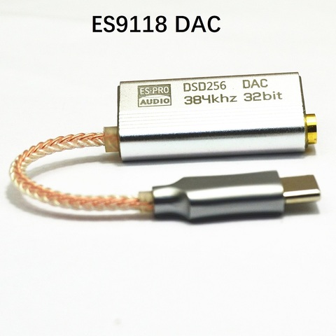 Adaptador de Audio USB tipo C a Jack de 3,5mm, decodificador amplificador de auriculares Digital DAC HIFI portátil para Andoid Huawei Win10 Ipad ES9118 ► Foto 1/6