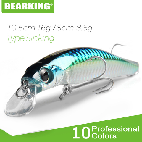 BEARKING-Señuelos de Pesca Jerkbaits 80mm 8,5g 105mm 16g, cebo de pececillo de hundimiento, cebos duros de alta calidad, Wobblers de acción profesional ► Foto 1/6