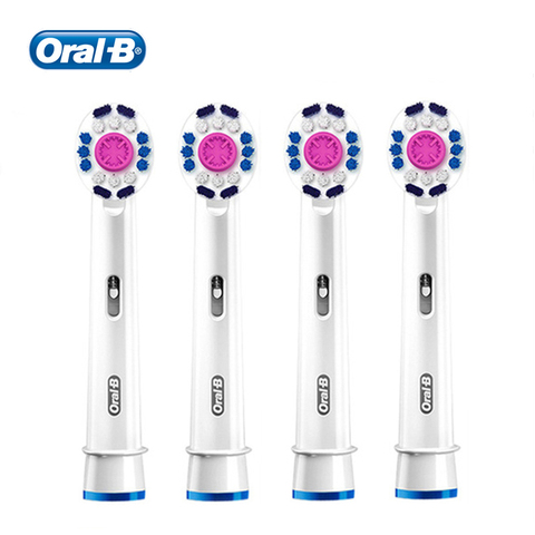 Original Oral B cabezas de cepillo de dientes de reemplazo EB18 3D blanco cepillo de dientes cabeza Braun Vicks de cerdas suaves acción cruzada 4 unids/pack ► Foto 1/6