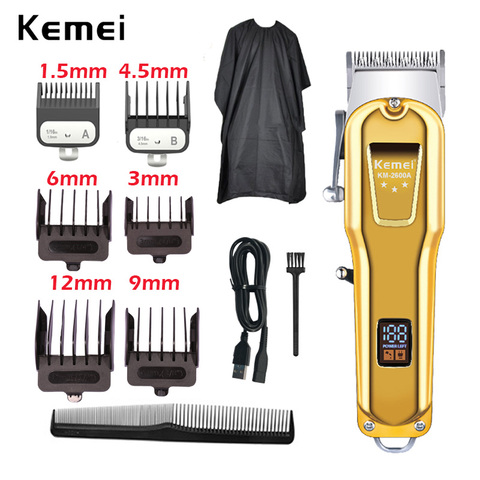 Kemei-cortadora de pelo profesional completamente de metal, recargable, para Barbero, Afeitadora eléctrica para Barba ► Foto 1/6