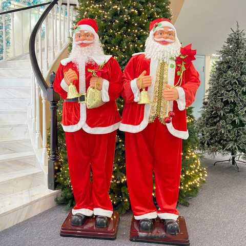 Papá Noel-decoración navideña de Papá Noel, tienda familiar, baile activado por voz, música, ambiente navideño ► Foto 1/6