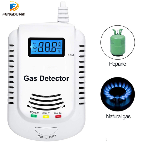 DETECTOR de GAS de advertencia por voz para cocina, Kit de alarma independiente con enchufe europeo, pantalla LCD Natural Combustible, alarma con SENSOR de fugas de GAS ► Foto 1/6