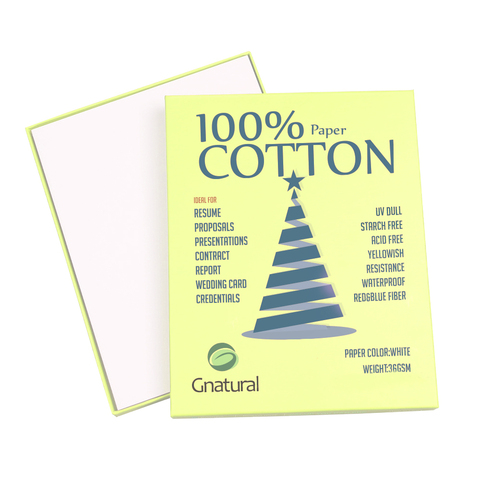Papel de algodón 100% 36gsm A4 210*297mm color blanco con fibra azul y roja sin almidón impermeable, 500 hojas GCYT001 ► Foto 1/6