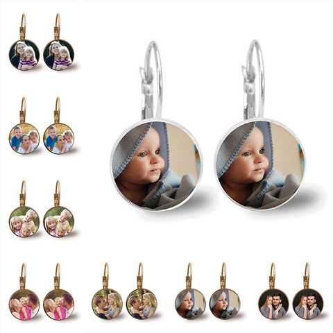 Pendientes personalizados con foto de mamá, papá, bebé, niños, abuelo, padres, regalo de foto de diseño personalizado para aniversario familiar ► Foto 1/6