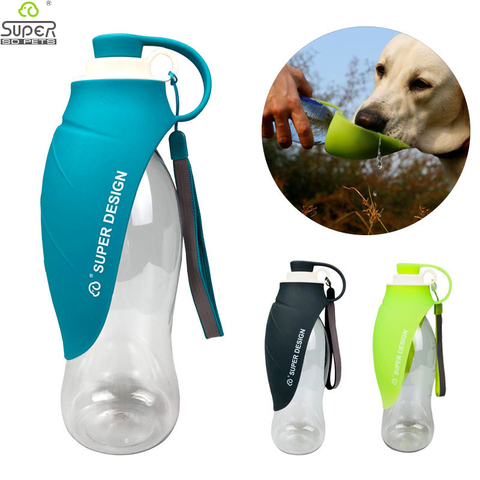 Botella de agua portátil deportiva para mascotas, tazón de viaje de silicona para perros y gatos, dispensador de agua para mascotas al aire libre, 580ml ► Foto 1/6