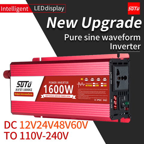 Inversor Universal DC12V24V48V60V a 110V-240V 50/60HZ, convertidor de potencia de onda sinusoidal pura de 1600W/2200W/3000W ► Foto 1/6