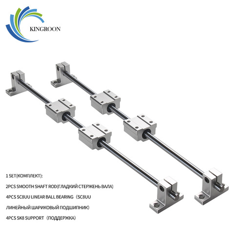 KingRoon-Juego de varillas de eje vertical de acero para impresora 3D, varillas de eje liso de 500 mm, rodamientos lineales SC8UU, soportes de eje de carril de aluminio CNC SK8 ► Foto 1/6