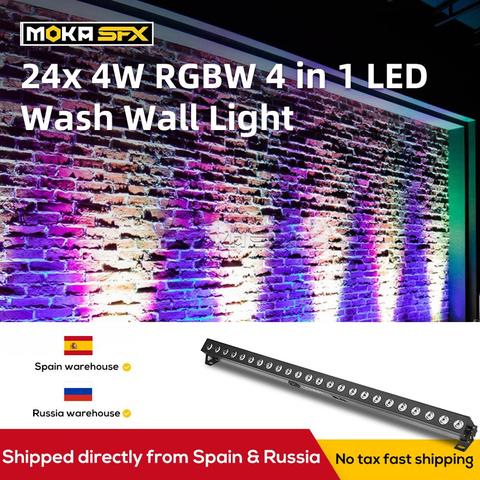 24x4w RGBW 4 en 1 lavado de pared de luz de barra Led DMX Luz de efecto de iluminación de escenario de la arandela de la pared de luz negra para fiesta mostrar ► Foto 1/6