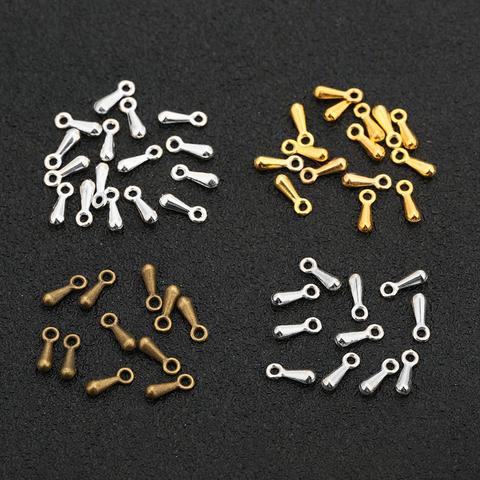 Colgantes de gota de lágrima de 2x7mm, 3x9mm, abalorios de cola de Color dorado/plateado/bronce/rodio, cuentas de extremo de cadena extensible, accesorios de joyería DIY, 100 Uds. ► Foto 1/6