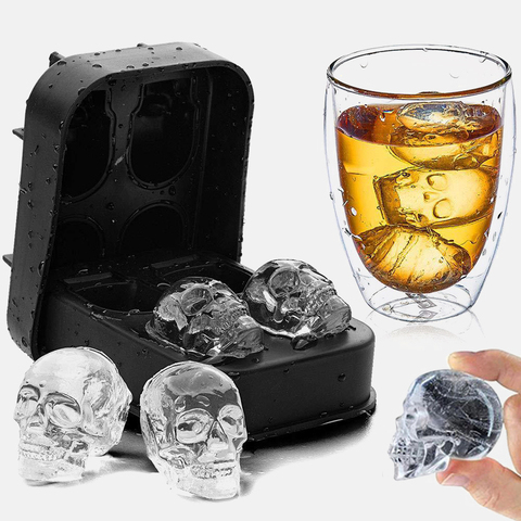 Molde de silicona para hielo con forma de calavera 3D, bandeja para hacer cubitos de Chocolate, herramienta DIY para hacer helados, whisky, vino, cóctel, los más vendidos ► Foto 1/6