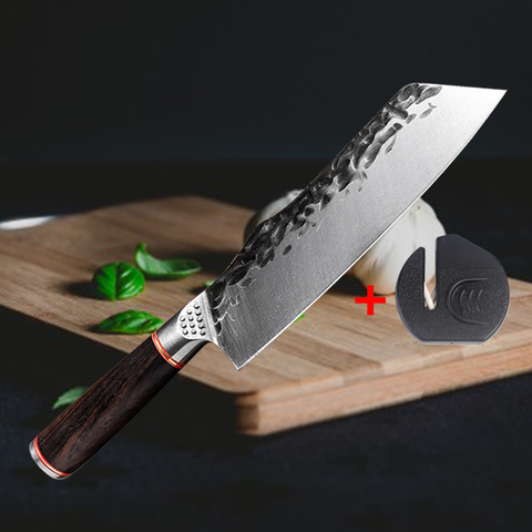 Nakiri-cuchillo de acero al carbono para deshuesar cuchillos de cocina, cuchillo de carnicero, cuchillo de Chef de cocina, cuchillos chinos con afilador de cuchillos ► Foto 1/6