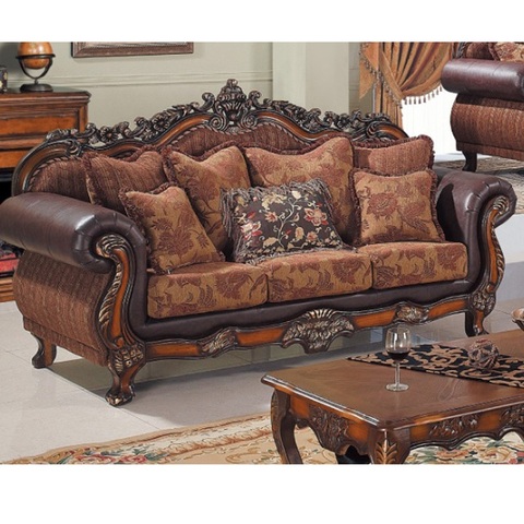Muebles de madera para el hogar, sala de estar de lujo real, sofá de cuero y tela, WA718 Historial de precios y revisión | Vendedor AliExpress - Americanfurniture |