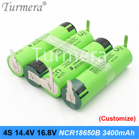 Batería de 18650 mAh, 3400mAh, 6800mAh, ncr18650b, 12,6 v, 16,8 v, 21v, para destornillador, shurik shura, 3s, 4s, soldadura de 5s, Turmera ► Foto 1/6