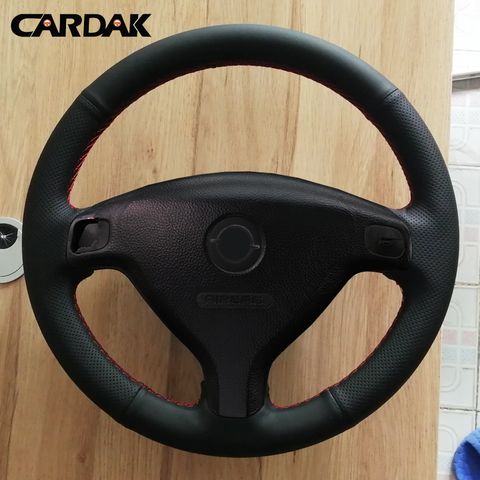 CARDAK mano-negro de punto de cuero Artificial cubiertas de volante de coche envoltura para Buick Sail Opel Astra G H 1998-2007 Opel ► Foto 1/4