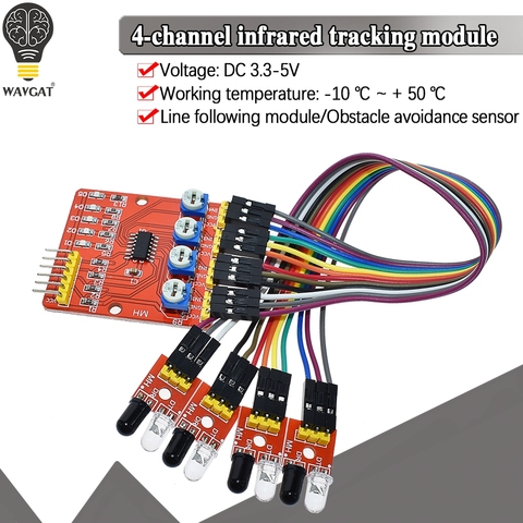 Cuatro carreteras 4 detector infrarrojo canal seguimiento Transmisión línea evitación del módulo del sensor para Arduino DIY car robot ► Foto 1/6