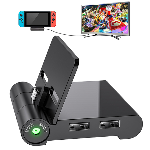 Base de TV Compatible con Nintendo Switch, Mini cargador plegable portátil, adaptador de TV 1080P, HDMI y 3,0 USB, soporte de carga ► Foto 1/6