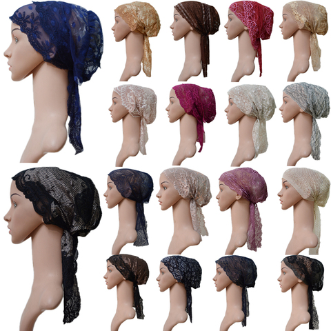 Las mujeres musulmanas hiyab de encaje turbante gorro boina de Underscarf interior sombrero islámica pérdida de cabello cubierta bajo bufanda sombrero abrigo ► Foto 1/6