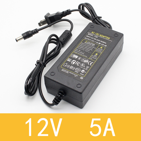 1 piezas 12V5A nuevo AC 100 V-240 V 60 W convertidor de energía adaptador DC12V 5A 2.1mm-2,5 adaptador de fuente de alimentación de enchufe CC mm * 5,0mm ► Foto 1/4