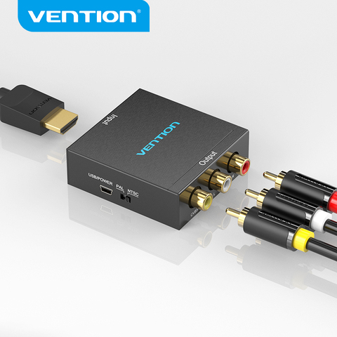 Vención de La convertidor de HDMI a RCA 1080P CVSB 3RCA convertidor de AV a HDMI para Set de Smart TV caja con Cable de alimentación USB HDMI a AV ► Foto 1/6