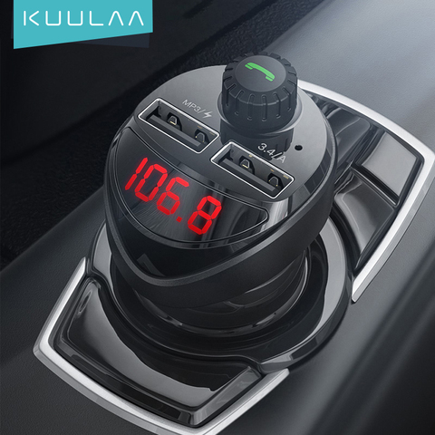 KUULAA-cargador de coche con reproductor MP3 y Bluetooth, Transmisor FM, tarjeta TF, cargador de telefono de coche USB Dual 3.4A para Xiaomi Mi ► Foto 1/6