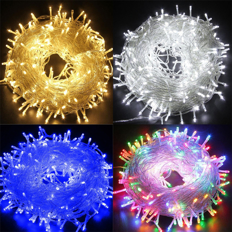 Luces de cadena led al aire libre 100M 20M 10M luz de hadas Luces Decoracion para fiesta de Navidad vacaciones boda árbol guirnalda navidad luces led decoracion dorm ► Foto 1/6