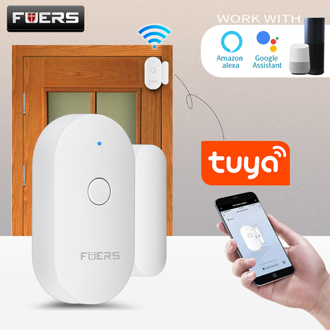 Sensor de puerta WiFi inteligente Tuya, detectores de puerta abierta/cerrada, aplicación WiFi, alerta de notificación, alarma de seguridad, compatible con Alexa Google Home ► Foto 1/6