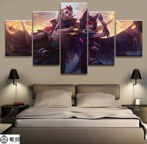 Pintura en lienzo de juego de la Liga de Leyendas Xayah Rakan, pintura impresa para pared de salón, decoración artística, imagen HD, póster de arte, 5 imágenes ► Foto 1/6