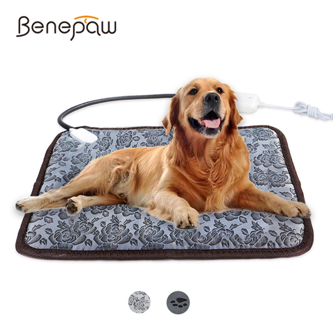 Benepaw-almohadilla calefactora ajustable para perro, gato, cachorro, protección contra apagado, esterilla eléctrica para mascotas, cama cálida, resistente al agua, alambre resistente a las mordeduras ► Foto 1/6