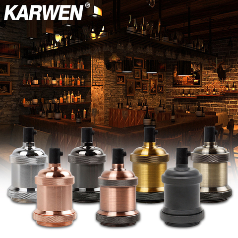 KARWEN-Soporte de lámpara E27 vintage, portalámparas Edison colgante con base para bombilla de tornillo 110V 220V enchufe de aluminio, portador de luminaria retro industrial, accesorios para focos ► Foto 1/6