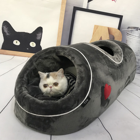 Gato cálida divertida de invierno para gatos, cama, túnel, cueva, saco de dormir, casa para gatos, productos para mascotas, accesorios ► Foto 1/6