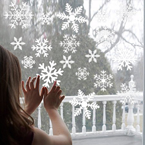 Adhesivos navideños de copos de nieve para ventana adhesivos navideños para pared de habitación, adornos navideños para el hogar, Año Nuevo, 27 Uds., 2022 ► Foto 1/6
