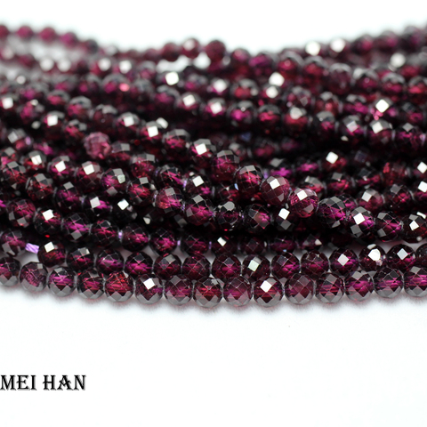 Meihan (2 hebras/juego) natural 4,2mm Brasil granate vino rojo púrpura facetado redondo perlas sueltas para hacer joyería diseño ► Foto 1/3