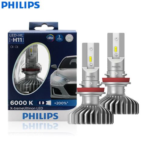 Philips-faro LED x-treme Ultinon para coche, lámpara H11 de 12V, 11362XUX2, 6000K, brillante, haz de luz, HL, 200% más brillante (paquete doble) ► Foto 1/6