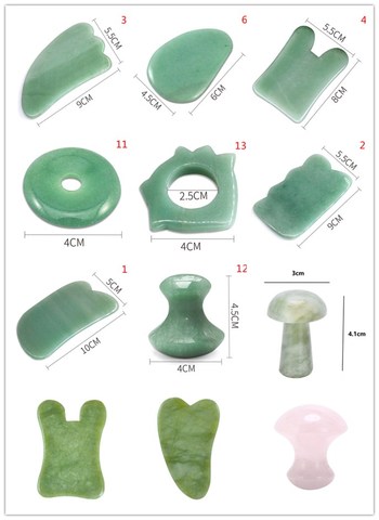 Piedra de Jade Natural Guasha, herramienta de masaje, terapia de SPA, masajeador GuaSha, herramientas para el cuidado del cuerpo, 12 estilos ► Foto 1/6