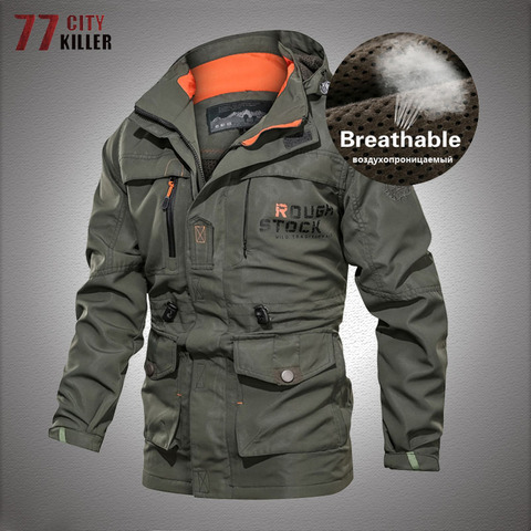 Cazadora militar de gran tamaño 6XL para hombre, chaqueta táctica de secado rápido con múltiples bolsillos, resistente al agua, para exteriores, para otoño ► Foto 1/6