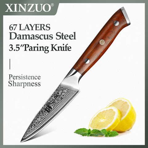 XINZUO-cuchillo pelador de 3,5 pulgadas, 67 capas, japonés, vg10, Damasco, acero inoxidable, cuchillo de cocina con mango de palisandro, cuchillos de pelar ► Foto 1/6